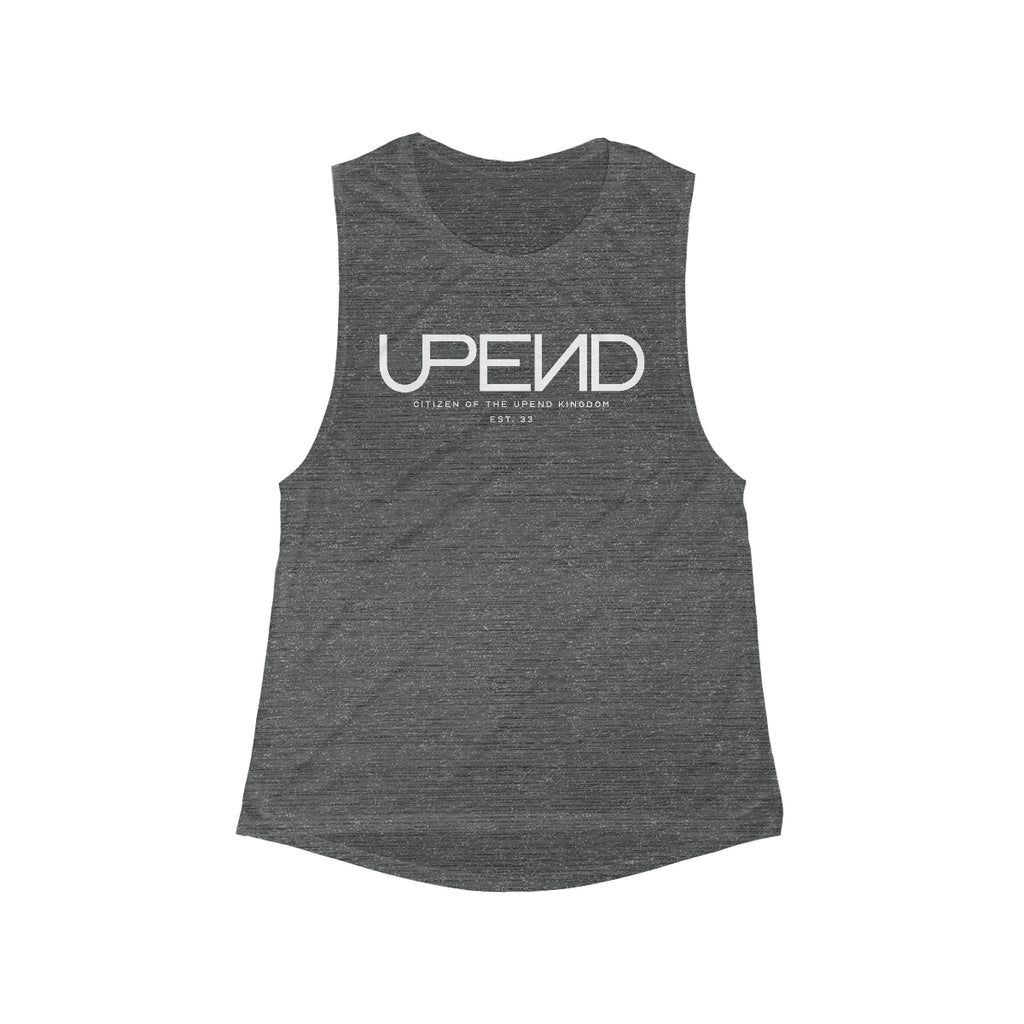Women’s Upend Flowy “Message” Muscle Tank - Asphalt Slub, S image