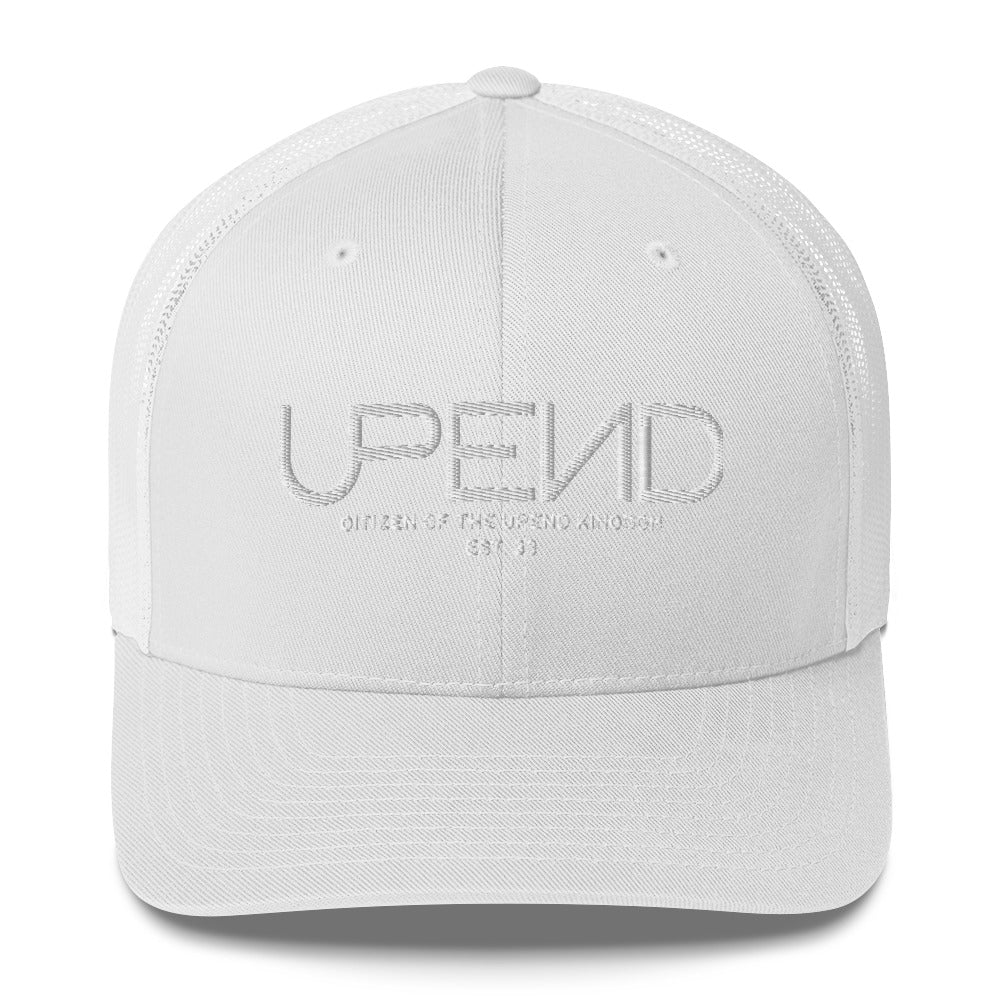 Upend Message Trucker Cap - White image